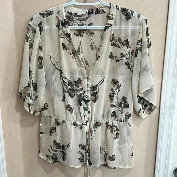 Sienna Sky Tops - (7) sienna sky Cream Sheer Floral  Top